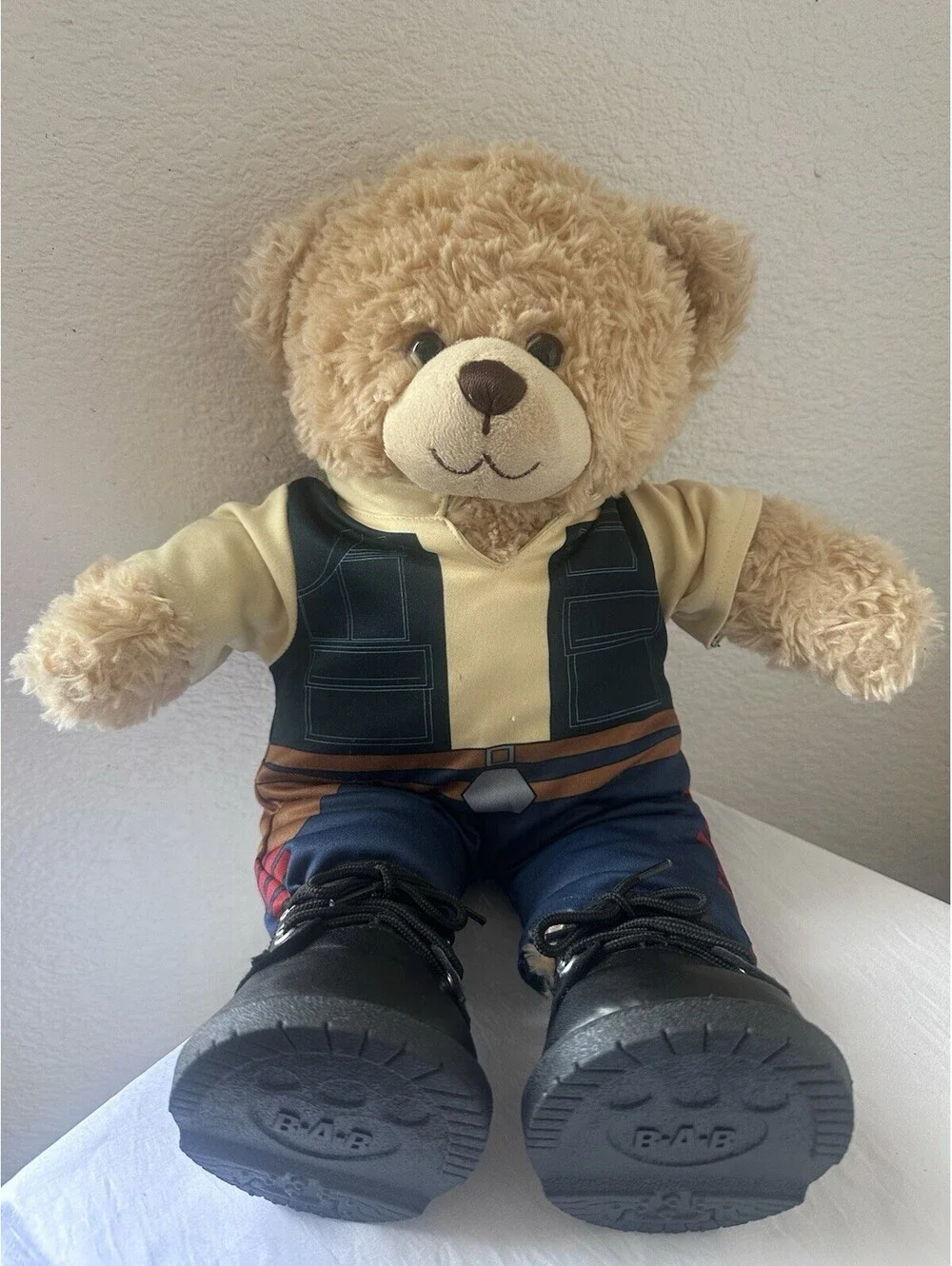 Build a Bear Star Wars 17” Plush Han Solo Stuffed W/Boots Excellent 2013